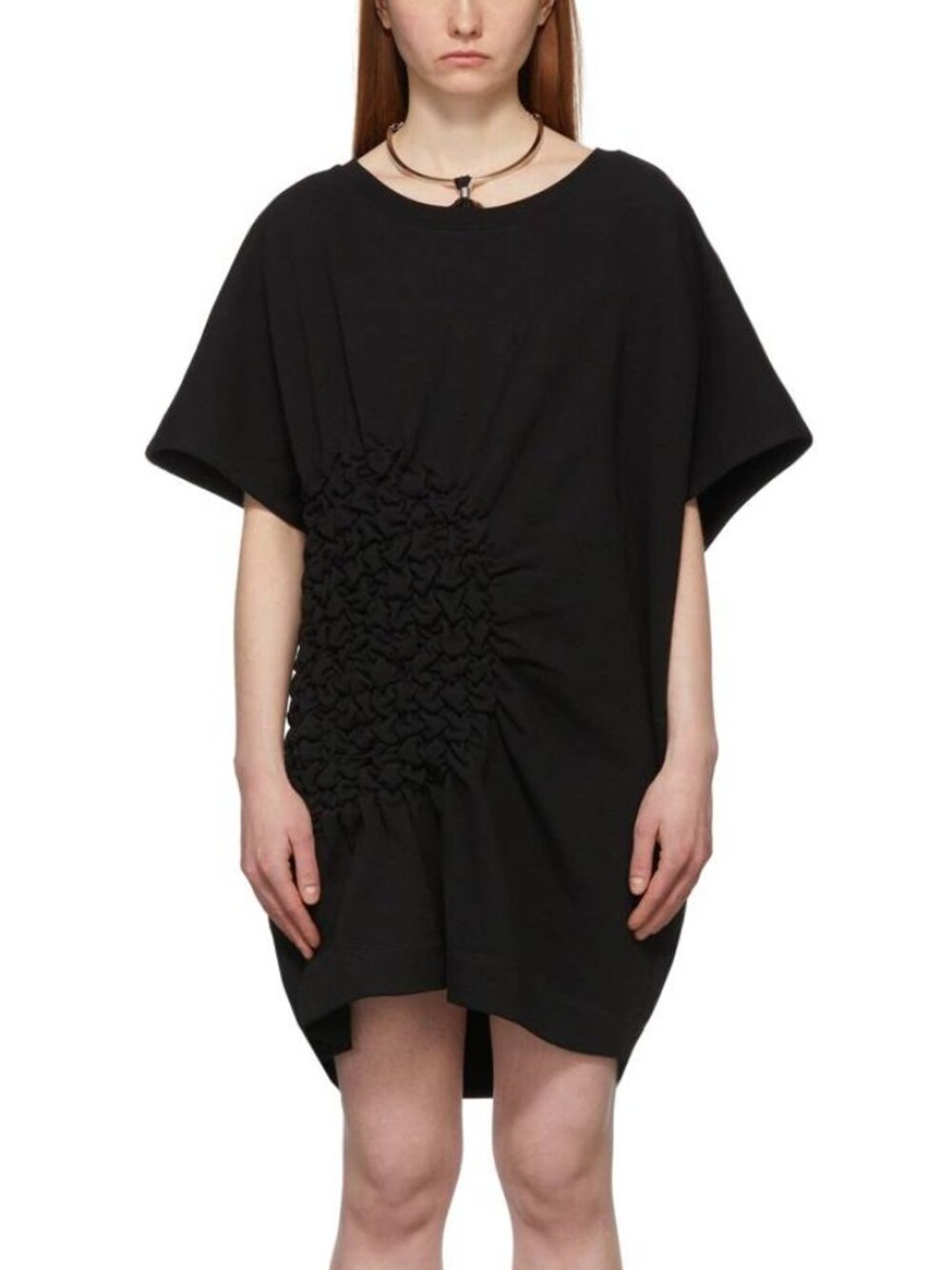 Dries Van Noten Hatir Black French Terry Ruched Mini Dress